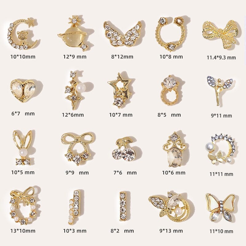 Gold Alloy Rhinestones Nail Decoration #11 Clearance No Brand 