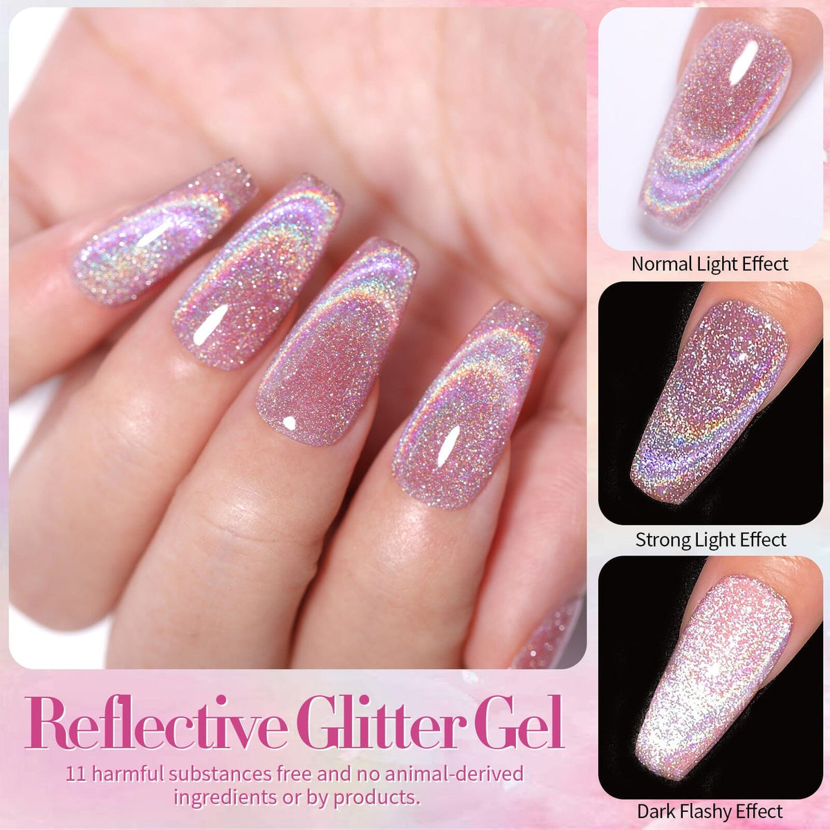 [US ONLY] Iridescent Reflective Cat Magnetic Gel Pink 15ml Gel Nail Polish BORN PRETTY 