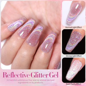 [US ONLY] Iridescent Reflective Cat Magnetic Gel Pink 15ml Gel Nail Polish BORN PRETTY 