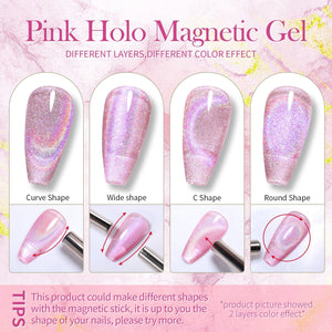 [US ONLY] Iridescent Reflective Cat Magnetic Gel Pink 15ml Gel Nail Polish BORN PRETTY 