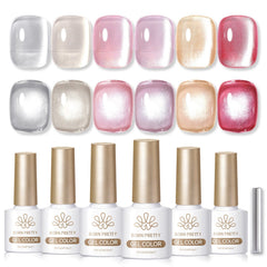 [US ONLY] 6 Colors Pink Water Light Cat Magnetic Gel Set 7ml Gel Nail Polish BORN PRETTY 