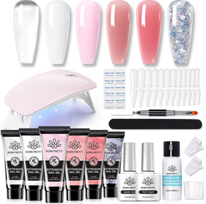 6 Colors Extension Gel Nail Kit with Lamp Tools Extension Nail Gel BORN PRETTY 