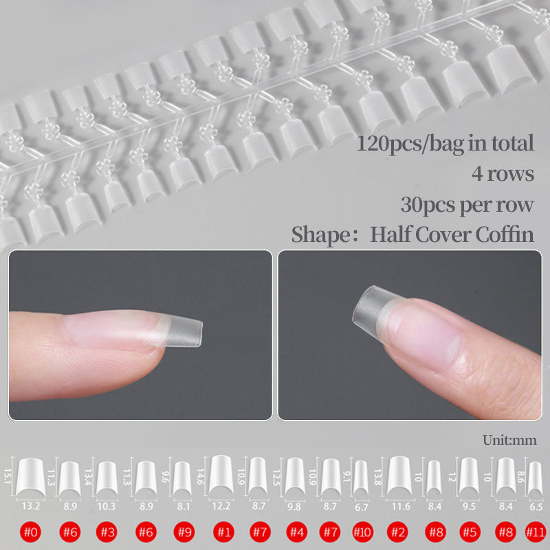120pcs Coffin Half Cover Matte False Nail Tips
