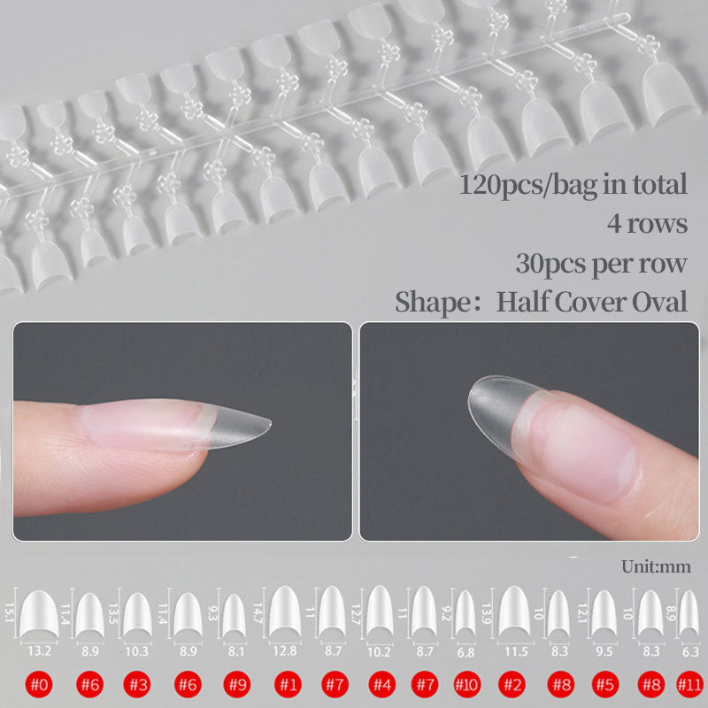 120pcs Oval Half Cover Matte False Nail Tips