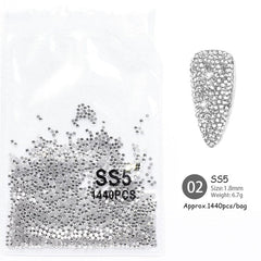 1440pcs Transparent Flatback Rhinestones SS5# 1.8mm Nail Art No Brand 