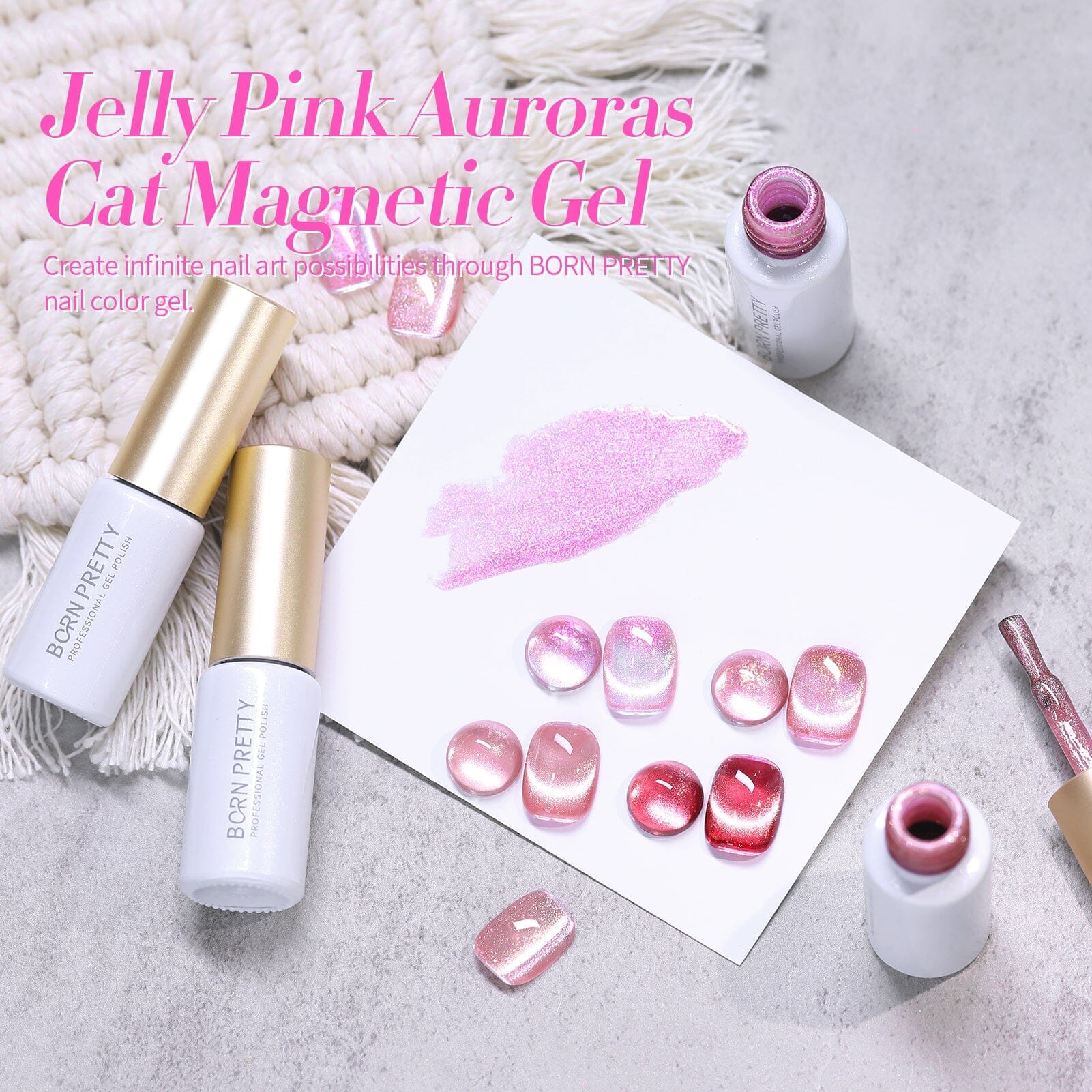 4 Colors Cat Magnetic Gel Polish Set Jelly Pink Auroras 5ml Gel Nail Polish BORN PRETTY 