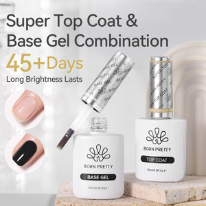 2 Bottles Base Gel Super Top Coat Set 15ml Gel Nail Polish BORN PRETTY 