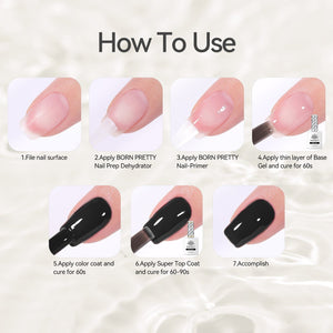 2 Bottles Base Gel Super Top Coat Set 15ml Gel Nail Polish BORN PRETTY 