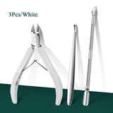 3pcs Nail Cuticle Tools Kit Tools & Accessories No Brand White 