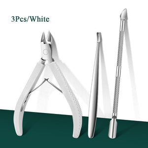 3pcs Nail Cuticle Tools Kit Tools & Accessories No Brand White 