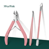 3pcs Nail Cuticle Tools Kit Tools & Accessories No Brand Pink 