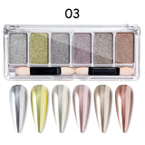 6 Grids Metallic Mirror Chrome Nail Powder Nail Powder No Brand 03 