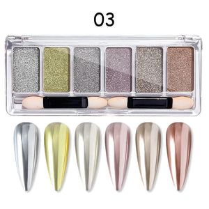 6 Grids Metallic Mirror Chrome Nail Powder Nail Powder No Brand 03 