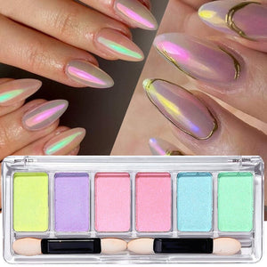 6 Grids Metallic Mirror Chrome Nail Powder Nail Powder No Brand 
