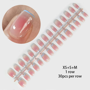 30pcs 15 Sizes Short Square Blush Gradient False Nail Tips Press on Nails Tools & Accessories No Brand 07 