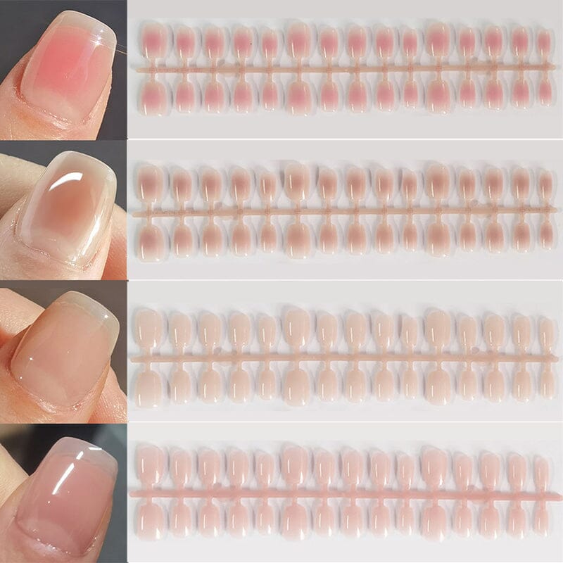30pcs 15 Sizes Short Square Blush Gradient False Nail Tips Press on Nails Tools & Accessories No Brand 