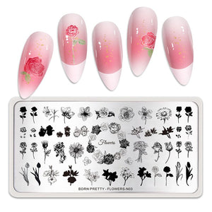 Stamping Plate FLOWERS-N03 Nail Stamping BORN PRETTY 