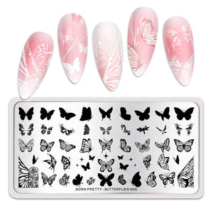 Stamping Plate BUTTERFLIES-N08 Nail Stamping BORN PRETTY 