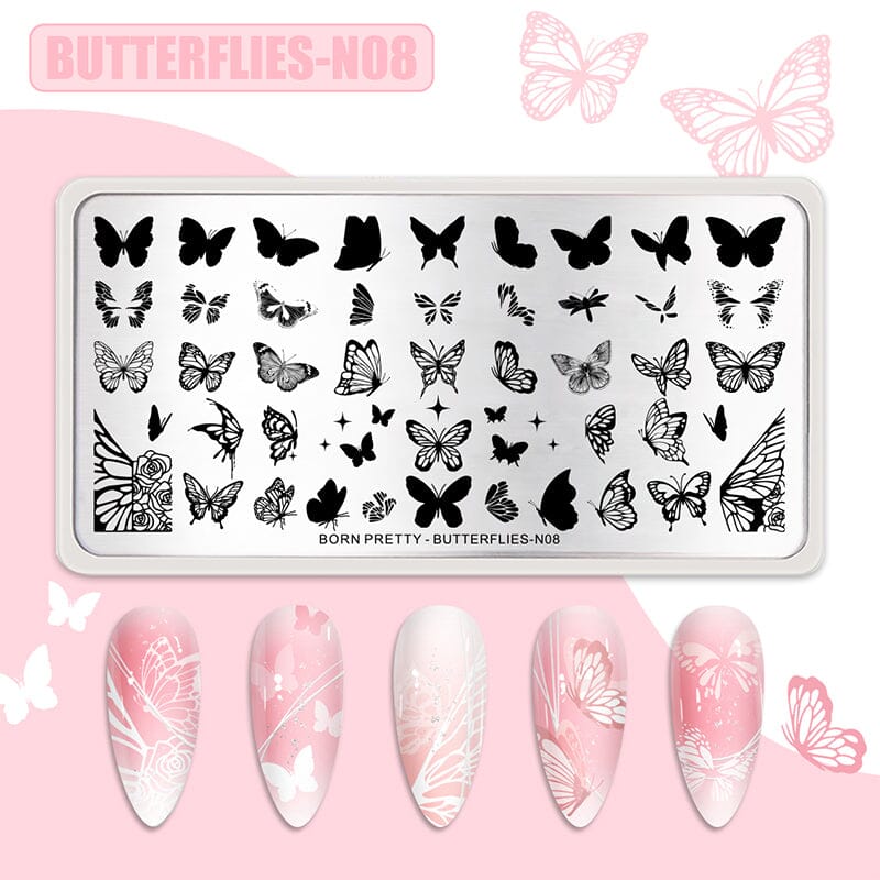 Stamping Plate BUTTERFLIES-N08 Nail Stamping BORN PRETTY 