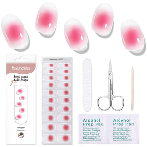 [US ONLY] 20 Tips Red Semi-Cured Gel Nail Strips N033 Nail Sticker Harunouta 