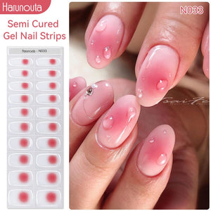 [US ONLY] 20 Tips Red Semi-Cured Gel Nail Strips N033 Nail Sticker Harunouta 