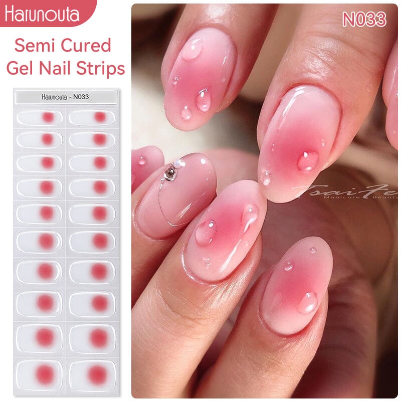 [US ONLY] 20 Tips Red Semi-Cured Gel Nail Strips N033 Nail Sticker Harunouta 