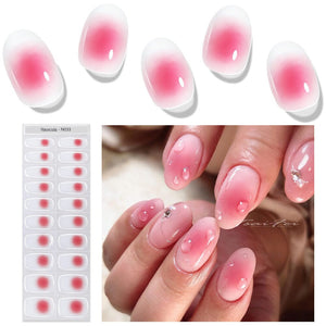 [US ONLY] 20 Tips Red Semi-Cured Gel Nail Strips N033 Nail Sticker Harunouta 
