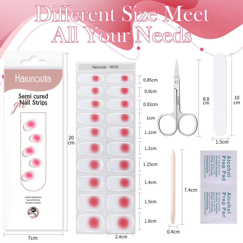 [US ONLY] 20 Tips Red Semi-Cured Gel Nail Strips N033 Nail Sticker Harunouta 