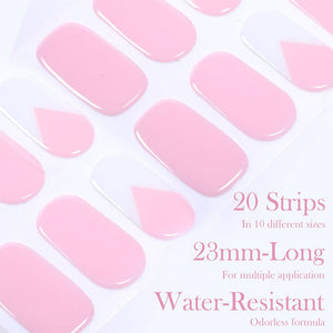 [US ONLY] 20 Tips Pink White Semi-Cured Gel Nail Strips N028 Nail Sticker Harunouta 