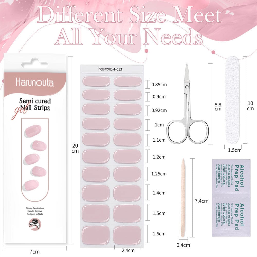 [US ONLY] 20 Tips Pink Semi-Cured Gel Nail Strips N013 Nail Sticker Harunouta 