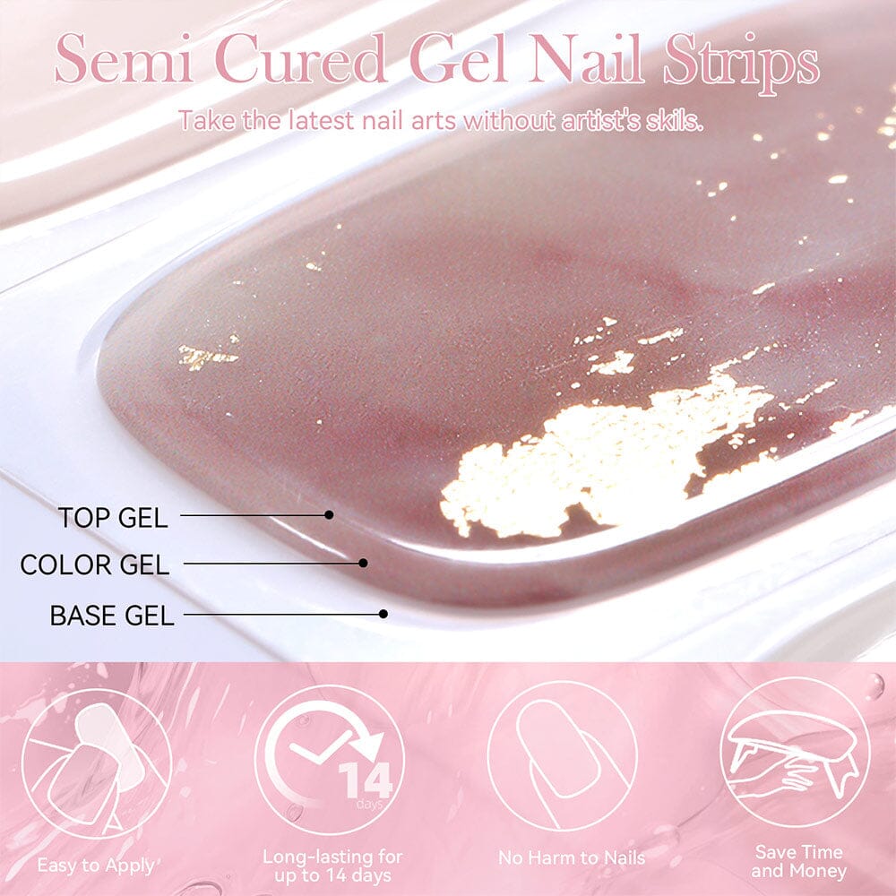 [US ONLY] 20 Tips Pink Semi-Cured Gel Nail Strips N013 Nail Sticker Harunouta 