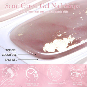 [US ONLY] 20 Tips Pink Semi-Cured Gel Nail Strips N013 Nail Sticker Harunouta 