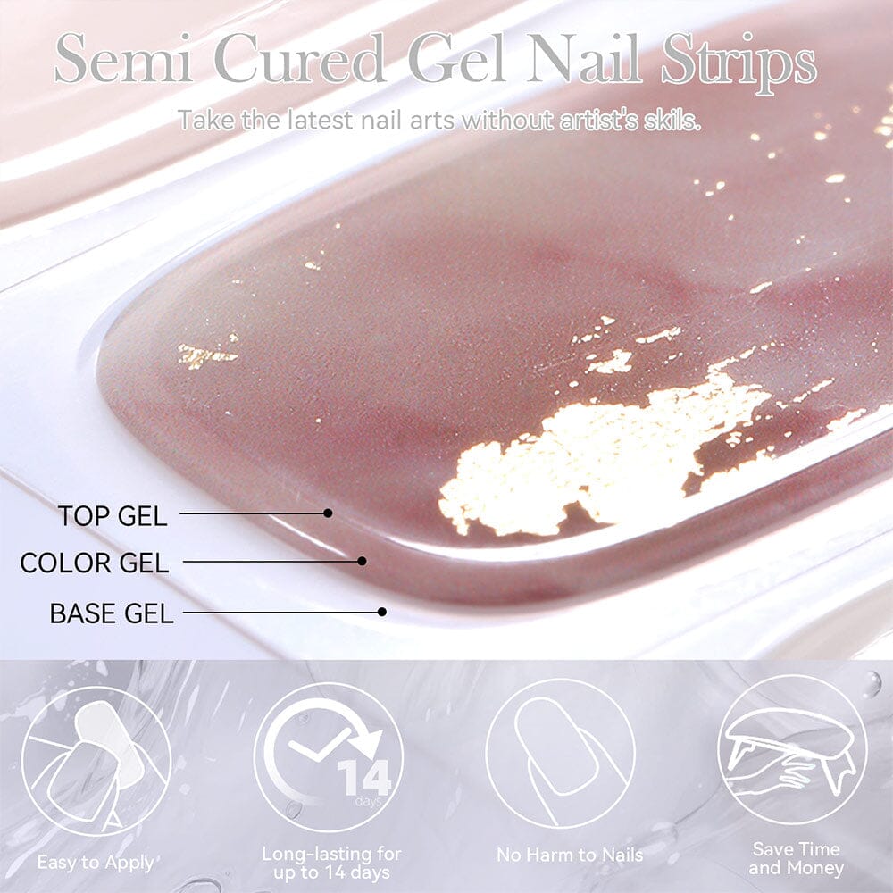 [US ONLY] 20 Tips Clear Semi-Cured Gel Nail Strips N08 Nail Sticker Harunouta 