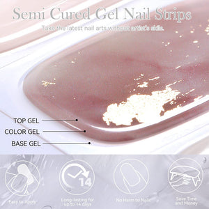 [US ONLY] 20 Tips Clear Semi-Cured Gel Nail Strips N08 Nail Sticker Harunouta 