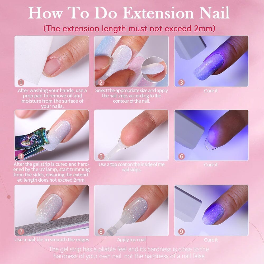 [US ONLY] 20 Tips Pink Semi-Cured Gel Nail Strips N019 Nail Sticker Harunouta 