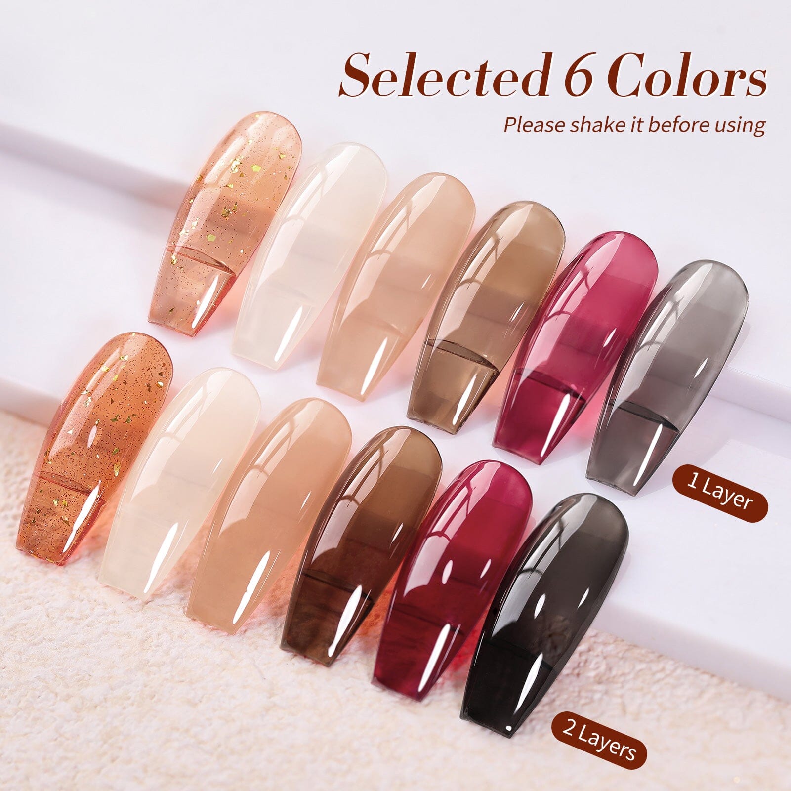 6 Colors Jelly Gel Polish Set Cozy Hearth Milky 7ml Gel Nail Polish BORN PRETTY 
