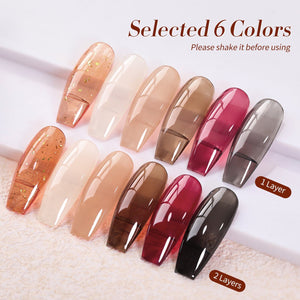 6 Colors Jelly Gel Polish Set Cozy Hearth Milky 7ml Gel Nail Polish BORN PRETTY 
