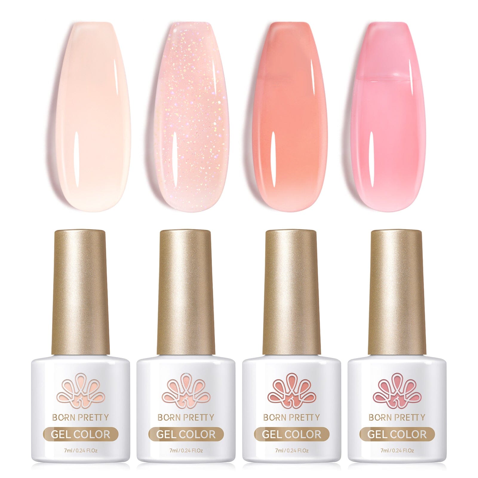 4 Colors Floral Hush Milky Jelly Gel 7ml Gel Nail Polish BORN PRETTY 