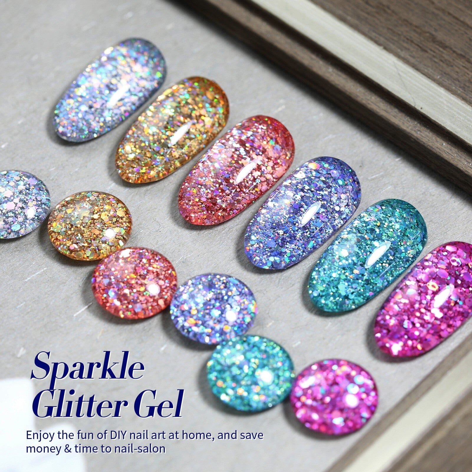 6 Colors Glitter Gel Polish S30 Black Coal 7ml Gel Nail Polish BORN PRETTY 