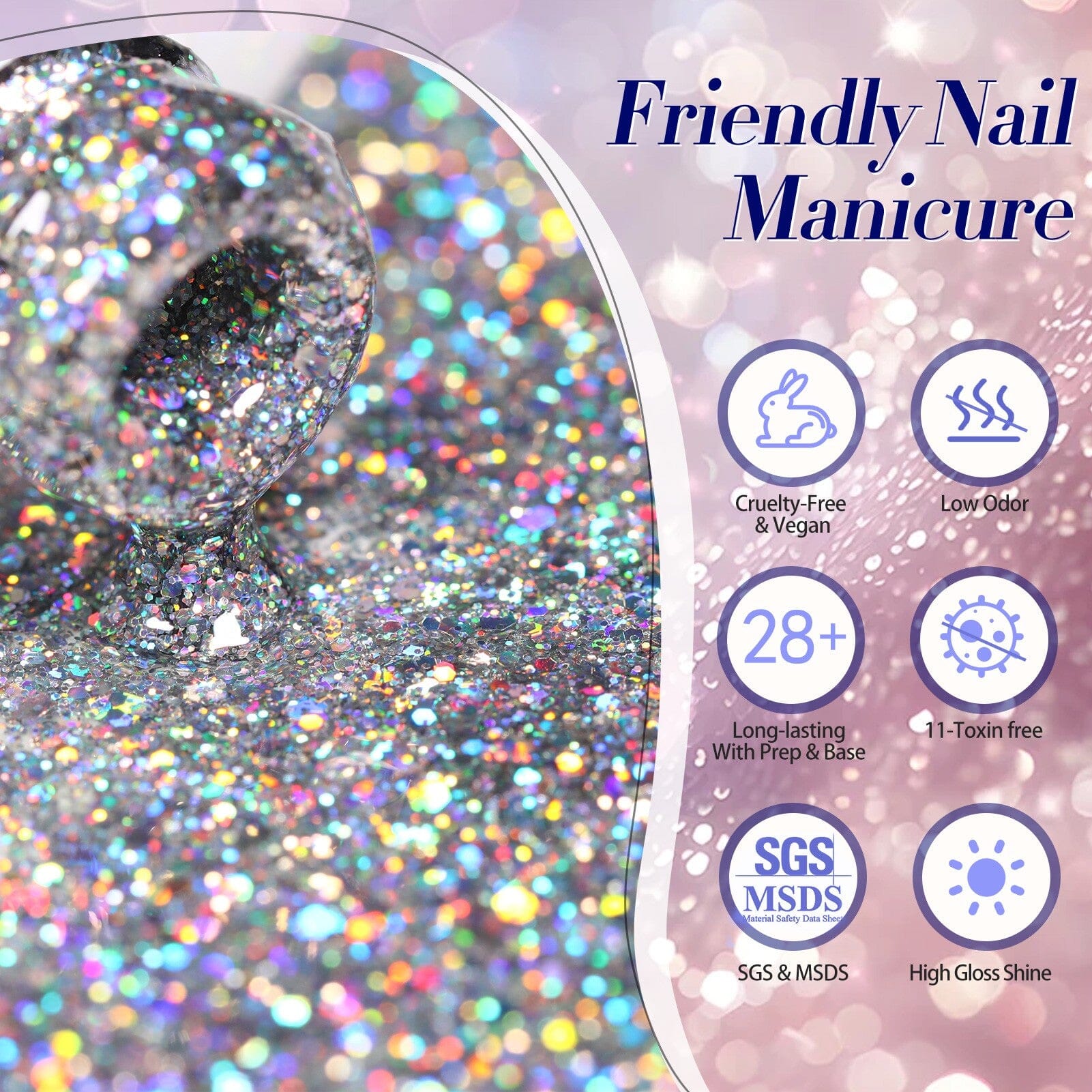 6 Colors Glitter Gel Polish S30 Black Coal 7ml Gel Nail Polish BORN PRETTY 
