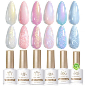 6 Colors Pearl Thread Swirl Gel T12 Hazy Rain 7ml HEMA/TPO FREE Gel Nail Polish BORN PRETTY 