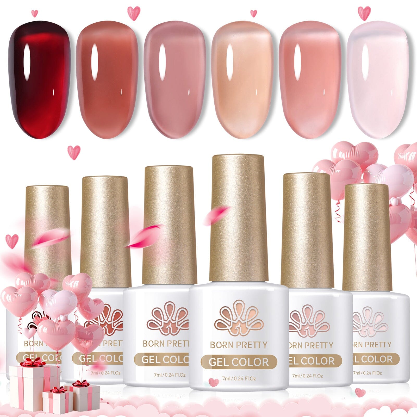 6 Colors Wild Roses Jelly Gel Polish Set 7ml Gel Nail Polish BORN PRETTY 