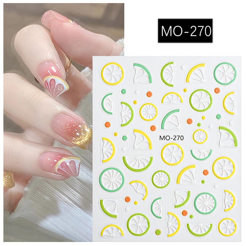 3D Nail Art Stickers Orange Strawberry Cherry Bee Patterns Nail Sticker No Brand MO-270 