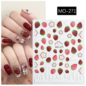 3D Nail Art Stickers Orange Strawberry Cherry Bee Patterns Nail Sticker No Brand MO-271 