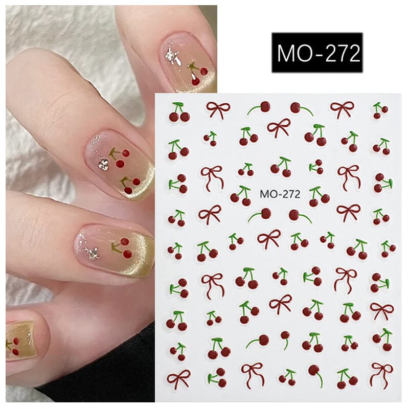 3D Nail Art Stickers Orange Strawberry Cherry Bee Patterns Nail Sticker No Brand MO-272 