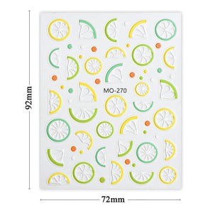 3D Nail Art Stickers Orange Strawberry Cherry Bee Patterns Nail Sticker No Brand 