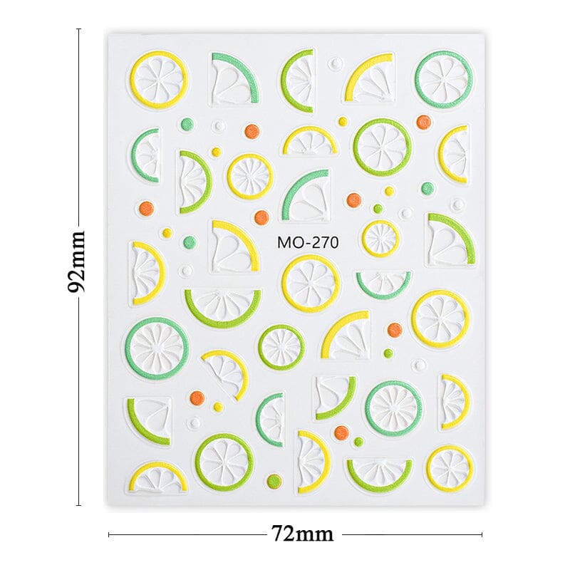 3D Nail Art Stickers Orange Strawberry Cherry Bee Patterns Nail Sticker No Brand 