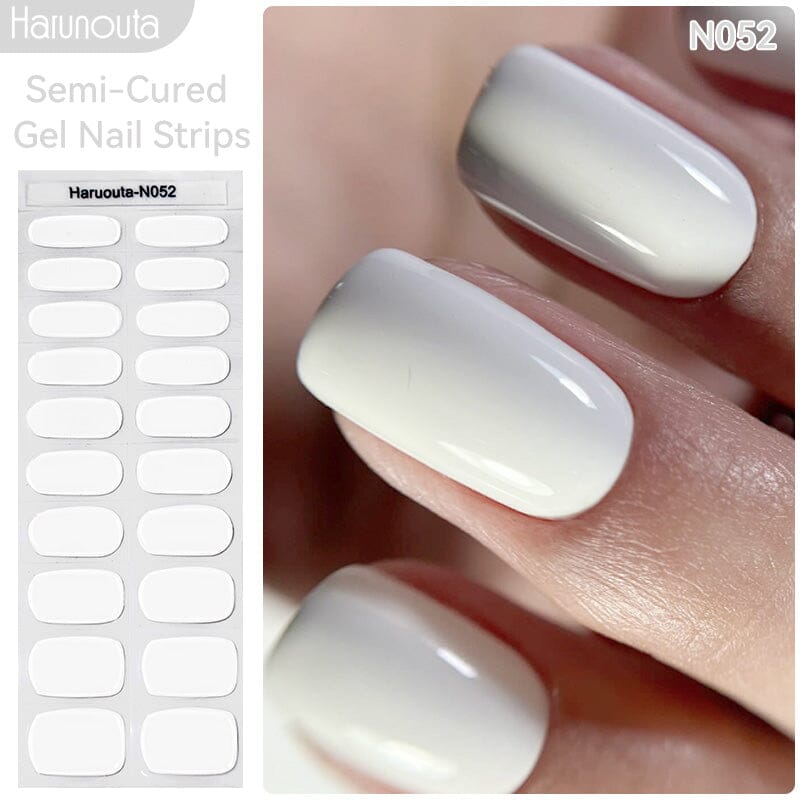 [US ONLY] 20 Tips White Semi-Cured Gel Nail Strips N052 Nail Sticker Harunouta 