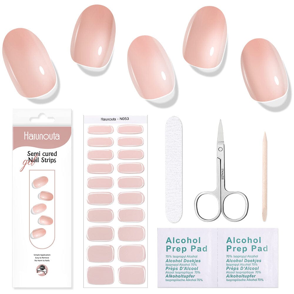 [US ONLY] 20 Tips Nude Semi-Cured Gel Nail Strips N053 Nail Sticker Harunouta 