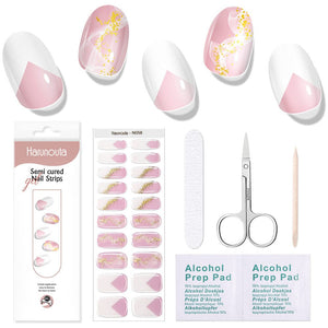 [US ONLY] 20 Tips Pink Sequins Semi-Cured Gel Nail Strips N058 Nail Sticker Harunouta 